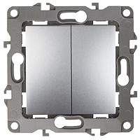 Выключатель без рамки Эра S12 2-кл 10А алюминий картинка